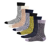 Soxy Men's Greek Key Cotton Socks (Pack of 6) | Size: 6-11 Soxy Multicolor 6-11