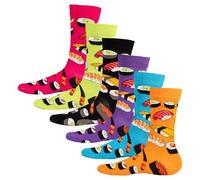 Soxy Mens Sushi Design Socks - 6 Pack - Novelty Sushi Designs - Cotton Rich Bright Assorted Colours - UK Shoe Size 6-11