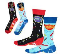 Soxy Pack of 2 Novelty Teacher Gift Socks - Greeting Card Included - Best Teacher Inspired Designs - Mens and Ladies Sizes (UK, Numeric, 6, Regular, Regular, Mens Teacher Design)