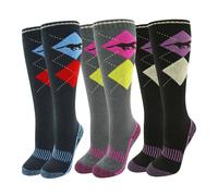 Soxy Women's Argyle High Riding Socks (Pack of 3) in Black | Size: 4-6 Soxy Black 4-6