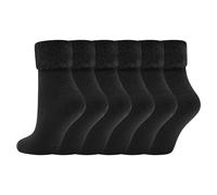 Soxy Women's Thermal Fleece Socks (Pack of 6) in Black | Size: 4-6 Soxy Black 4-6