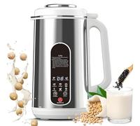 Soy Milk Machine, 1.2L Nut Milk Maker with 20-Blade Cutter, Stainless Steel Automatic Soy Milk Machine, LED Display, 24h Timer & Keep Warm, for Soybean, Almond, Silver