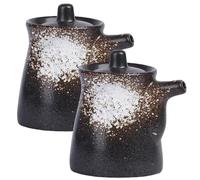 Soy Sauce Dispenser 2Pcs 200ml Japanese Style Ceramic Soy Sauce Bottle Dispenser with Lid Multi-Purpose Container for Vinegar, Salad Dressing at Home, Restaurant