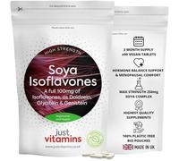 SOYA ISOFLAVONES 100mg | 90 Vegan Tablets | High Strength 250mg SOYA Complex | Supports Hormone Balance & Menopausal Comfort | Rich in Daidzin, Glycitin & Genistin | UK Made - Just Vitamins