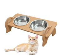 SOYDAN Cat Bowl Stand | Whisker-friendly Double Stainless Steel Bowls with Stand | Food and Drinking Accessories for Cats, Cat Food Stand for Cats and Dogs