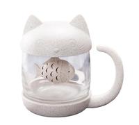 SOYDAN Tea Mug with Infuser, Cat Mug | Cute Cat Coffee Cup,Cute Tea Cup with Infuser and Lid, Cartoon Cat Glass Mug for Hot and Cold Drinks