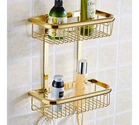 SOYDAN Two Layer Bathroom Rack Space Gold Brass Towel Washing Shower Basket Bar Shelf/Bathroom Accessories