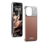 Soyeacrg Case for iPhone 15 Pro Max/15 Pro/15, [Compatible with MagSafe] Luxury Leather Back Aviation Aluminum Metal Frameless Hollow Design Case with Built-in Aromatherapy,Brown,15 Pro