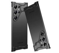 Soyeacrg Metal Case for Samsung Galaxy S23 Ultra/S23 Plus/S23, Aluminum Alloy Corner Pad Slim Lightweight Frameless No Back Minimalist Zero Signal Interference with Camera Protection,Black,S23 Ultra