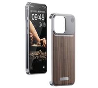 Soyeacrg Metal Frameless Case for iPhone 15 Pro Max/15 Pro/15, Compatible with MagSafe Ultra-Slim Walnut Wood Aluminum Alloy Case with Built-in Aromatherapy Tablet,Brown,15 Pro Max
