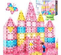Soyee Magnetic Tiles 102PCS with 2 Stairs 2 Dolls Princess Building Blocks | STEM Montessori Educational Toys for 3-12 Year Old Girls & Boys, Christmas Gift for Kids, Birthday Present