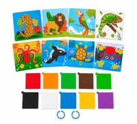 Soyinht 8 Pack Mosaic Sticker Art Kit, EVA Foam Animal & Ocean Crafts | 10 Colour Sticker Sheets & 2 Storage Rings, Peel-and-Place Activity for Home, Travel, Restaurants and Quiet Play