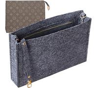 Soyizom Felt Hangbag Tote Insert Fits Toiletry Pouch 26 19 Messenger Bag Insert Organiser for Women, Hangbag Purse Liner Bag Tidy Organiser with Gold Buckle&Keychain (Small-19, Grey)