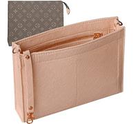 Soyizom Felt Hangbag Tote Organiser Insert Fits Toiletry Pouch 26 19 Messenger Bag Insert Organiser for Women,Hangbag Purse Liner Bag in Bag Tidy Organiser with Gold Buckle&Keychain(Large-26,Pink)