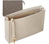 Soyizom Felt Hangbag Tote Organiser Insert for Women - Messenger Bag Insert with Gold Buckle&Keychain (Small, Beige)