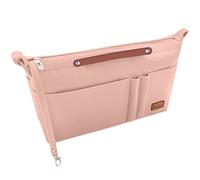 Soyizom Purse Organiser Insert Bag Organiser for Handbags Insert Tote, Felt Purse Organiser with Zipper Keychain Bag in Bag Fits for Neverfull Speedy Alma ONTHEGO Book Tote and More(Pink,Large)