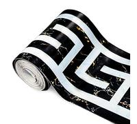 Soyizom PVC Wallpaper Border Modern Geometric Wall Covering Borders Sticker Peel and Stick Wall Border Backsplash Self-Adhesive Border Decortaive Tile Stickers Kitchen Cabinet Toilet Border