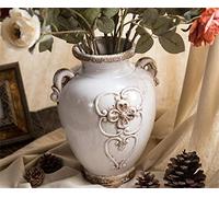 Soyizom Unique Shabby Chic White Rustic Ceramic Vase, 17cm Height, Suitable for Tabletop, Kitchen, Office, Living Room Decoration