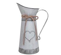 Soyizom Vintage French Pitcher Vase - Metal Rustic Decorative Galvanized Tin Country Primitive Jug - 11"H