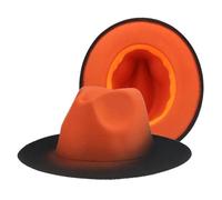 SOYNIA Fedora Trilby Felt Hats Fedora Hat Women Felted Hats for Men Gradient Color Bowler Hat Wide Brim Design Casual Men 56-58Cm(Adults) Orange-Black