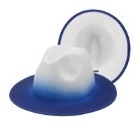 SOYNIA Fedora Trilby Felt Hats Fedora Hat Women Felted Hats for Men Gradient Color Bowler Hat Wide Brim Design Casual Men 56-58Cm(Adults) Blue-White