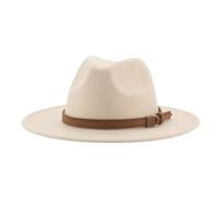 SOYNIA Fedora Trilby Felt Hats Fedora Hats for Women Men Wide Brim Solid Women Hats Band Belt Classic Formal Hats 56-58Cm(Adults) Beige