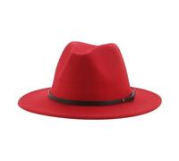 SOYNIA Fedora Trilby Felt Hats for Men Women Hat Felt Dress Wide Brim Wedding Jazz Caps 60-62Cm(XL) Red