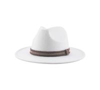 SOYNIA Fedora Trilby Felt Hats For Women Fedoras Hat Felted Solid Casual Hat Women'S Hat Men Caps Panama Band 60-62Cm(Xl) White