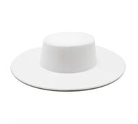 SOYNIA Fedora Trilby Felt Hats Women'S Hat Big Wide Hat Derby Wedding Jazz Hats Flat Top Felt Hat 56-58Cm White01