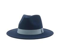 SOYNIA Fedora Trilby Felt Hats Women'S Hat Men Fedora Hats Wide Brim Belt Ribbon Band Solid Classic Formal Dress Wedding Fedora Hats For Men 60-62Cm(Xl) Navy