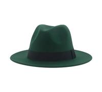 SOYNIA Fedora Trilby Felt Hats Women'S Hat Men Fedora Hats Wide Brim Belt Ribbon Band Solid Classic Formal Dress Wedding Fedora Hats For Men 60-62Cm(Xl) Darkgreen