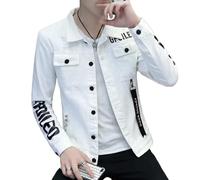 SOYNIA Jackets Jeans Coat Men'S Fashion Students Handsome Versatile Jacket Men'S Wear Men'S Denim Jacket M White