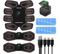 SOYOKO EMS Muscle Stimulator,Muscle Trainer Abs Stimulator Abdominal Muscle Training Gear for Men Women Portable Fitness Workout, 10 Modes 20 levels for Arms, Waist - Rechargeable Abdominal Training