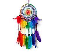 SOYUZU Dream Catchers Rainbow Dream Catcher Handmade Dream Catchers for Bedroom Adult Colorful Feather Dream Catcher for Boys Girls Kids Rainbow Wall Hanging Decor Gifts