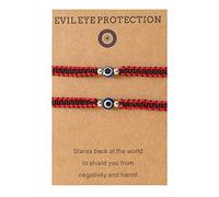 Soyzvteo 2Pcs Evil Eye String Bracelets Handmade Braided Red Strand Bracelet Protection Lucky Amulet Jewelry for Women Men, Middle, Cotton, no gemstone