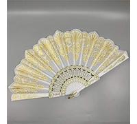 SOZA Hand Folding Fan Favors, Hand Held Black Spanish Style Fans Fashion Peacock Handheld Fan Christmas Party Favor Wedding Dancing Party Prom Decor Flower Fan for Women and Girls (White)