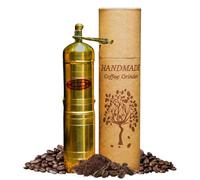 Sozen 7" Handmade Manual Brass Coffee Mill Grinder, Adjustable Portable Conical Burr Mill, Hand Crank Grinder for Turkish Coffee