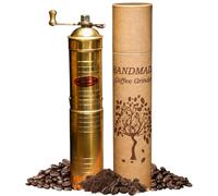 Sozen 9" Handmade Manual Brass Coffee Mill, Portable Stainless Steel Conical Burr Mill, Turkish Coffee Grinder