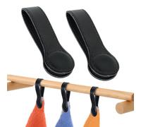 Sozize Leather Magnetic Kitchen and Bathroom Towel Clips for Oven Handle, Towel Rods or Racks (2, Black)