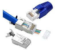 sozuoi Gen 2 Rj45 Pass Through Connectors,Cat6A Rj45 Connector Shielded | 10Pcs Gold Plated Ethernet Cat7 Connector 10Gbps 8P8C Network Plug for Installation Cable with Load Bar and RJ45 Boots Cover
