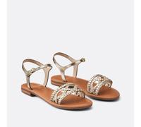 Sozy Leather Flat Sandals Gold-Coloured