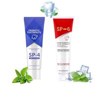 Sp-6 Probiotic Toothpaste, Sp-6 Ultra Whitening Toothpaste, Ultra Whitening, Deep Cleaning Oral Care, Healthier Teeth, Fluoride-Free, Protects Enamel, Freshens Breath (A+B)