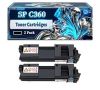 SP C360 Toner Cartridges Compatible for Ricoh ficio SP C360 SP C360DN SP C360DNT SP C360DNW SP C360 Printers, With Chip Large Capacity 8000 Pages (2 Pack Black)
