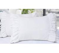 SP COTTON Double Layer 100% Egyptian Cotton Ruffle Pillow Shams 20" x 30" Set of 2 with Zipper Closure Decorative Ruffle Pillow Cases, Color - White Solid