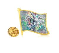 sp oil painting art still life flower Golden Metal Flag Lapel Pin Badge