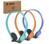 SP SOUNDPRETTY 3 Pack Bulk Headphones for School, Classroom, Students - On Ear with 3.5mm Jack, 4ft Tangle Free Cable, 3 Colors - Compatible with iPad, Chromebook, Laptop, PC