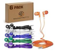 SP SOUNDPRETTY Earbud in Bulk 6 Pack Multicolored Wired Earphones SPT-6MX Ear Buds Muti Packs for Kids School Classroom Students