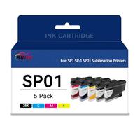 SP1 SP01 SP-1 Sublimation Ink Cartridge High Capacity Compatible with SP01BKS SP01CS SP01MS SP01YS for Brother SP-1 Sublimation Printer (5-Pack)