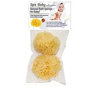 Spa Baby Absorbent Natural Bath Sponge Spa Destinations. Ultra Soft Premium Sea Wool Sponge, Biodegradable, Bath accessories baby and kids, infant bath. TWO (2) Pack 3-4 inch for Moms