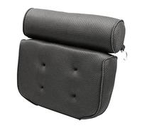 Spa Bath Pillow with Head, Neck, Shoulder & Back Support | Extra Thick, Non-Slip, Soft, Large 38x35cm for Ultimate Relaxation | Fits Any Tub, 4 Strong Suction Cups, 3D Air Mesh, Grey